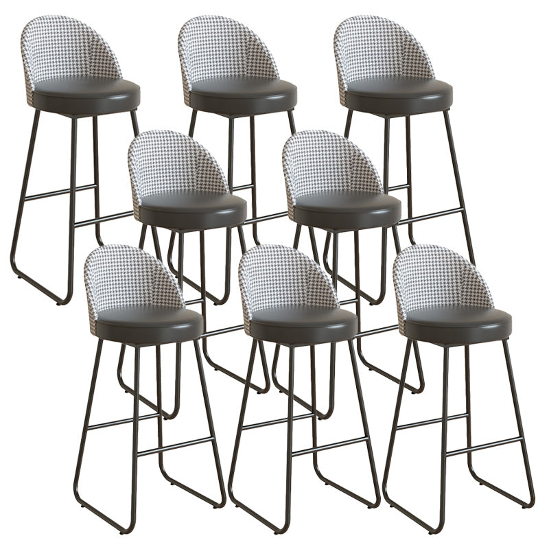 Restaurant Modern Bucket Counter Bar Stool Leather and Metal Counter-height Stool Black 8 Piece Set Clearhalo 'Bar Furniture' 'Bar Stools' 'bar_stools' 'furn' 'furn_bar_stools' 'Furniture' 'furniture_bar_stools' 'Kitchen & Dining Furniture' 5080519