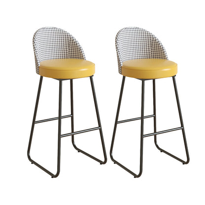 Restaurant Modern Bucket Counter Bar Stool Leather and Metal Counter-height Stool Yellow 2 Piece Set Clearhalo 'Bar Furniture' 'Bar Stools' 'bar_stools' 'furn' 'furn_bar_stools' 'Furniture' 'furniture_bar_stools' 'Kitchen & Dining Furniture' 5080521