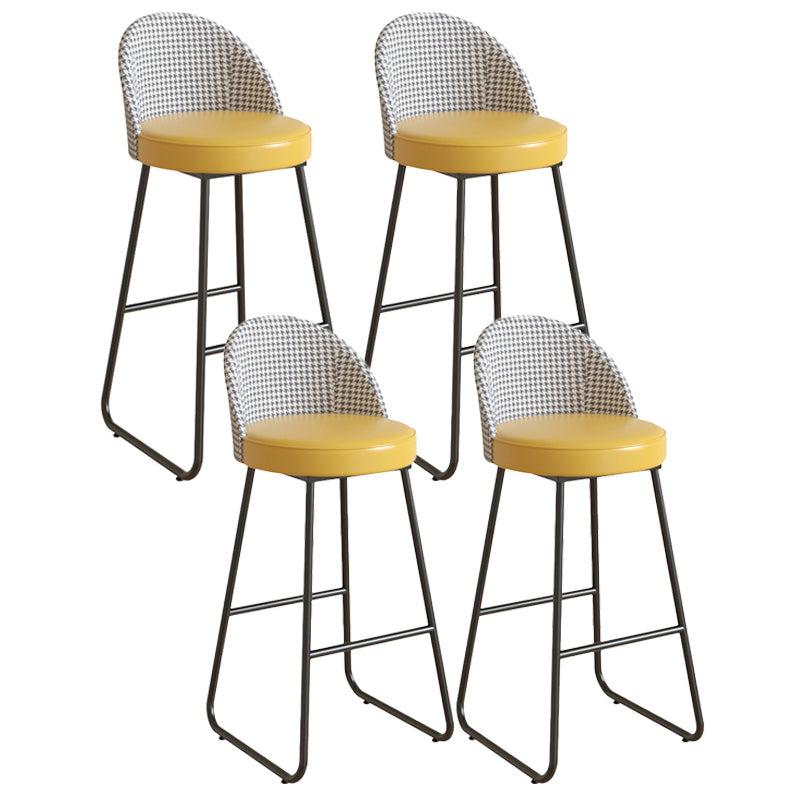 Restaurant Modern Bucket Counter Bar Stool Leather and Metal Counter-height Stool Yellow 4 Piece Set Clearhalo 'Bar Furniture' 'Bar Stools' 'bar_stools' 'furn' 'furn_bar_stools' 'Furniture' 'furniture_bar_stools' 'Kitchen & Dining Furniture' 5080522