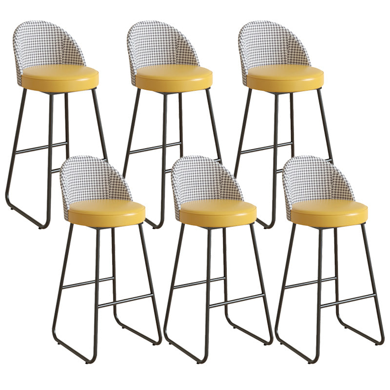 Restaurant Modern Bucket Counter Bar Stool Leather and Metal Counter-height Stool Yellow 6 Piece Set Clearhalo 'Bar Furniture' 'Bar Stools' 'bar_stools' 'furn' 'furn_bar_stools' 'Furniture' 'furniture_bar_stools' 'Kitchen & Dining Furniture' 5080525