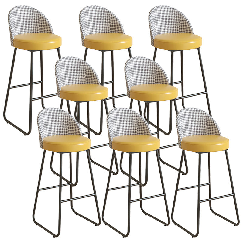 Restaurant Modern Bucket Counter Bar Stool Leather and Metal Counter-height Stool Yellow 8 Piece Set Clearhalo 'Bar Furniture' 'Bar Stools' 'bar_stools' 'furn' 'furn_bar_stools' 'Furniture' 'furniture_bar_stools' 'Kitchen & Dining Furniture' 5080526
