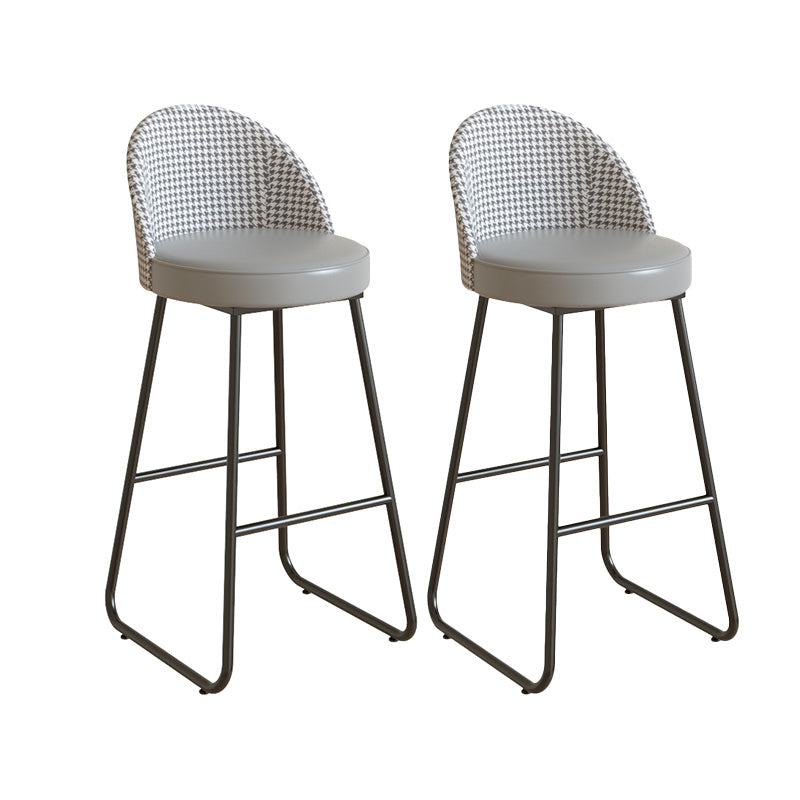 Restaurant Modern Bucket Counter Bar Stool Leather and Metal Counter-height Stool Grey 2 Piece Set Clearhalo 'Bar Furniture' 'Bar Stools' 'bar_stools' 'furn' 'furn_bar_stools' 'Furniture' 'furniture_bar_stools' 'Kitchen & Dining Furniture' 5080527