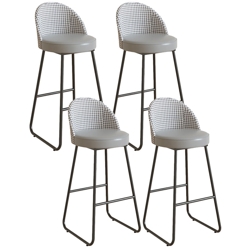 Restaurant Modern Bucket Counter Bar Stool Leather and Metal Counter-height Stool Grey 4 Piece Set Clearhalo 'Bar Furniture' 'Bar Stools' 'bar_stools' 'furn' 'furn_bar_stools' 'Furniture' 'furniture_bar_stools' 'Kitchen & Dining Furniture' 5080528