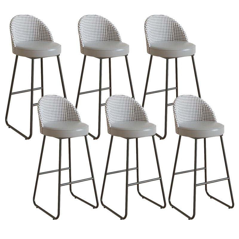 Restaurant Modern Bucket Counter Bar Stool Leather and Metal Counter-height Stool Grey 6 Piece Set Clearhalo 'Bar Furniture' 'Bar Stools' 'bar_stools' 'furn' 'furn_bar_stools' 'Furniture' 'furniture_bar_stools' 'Kitchen & Dining Furniture' 5080529