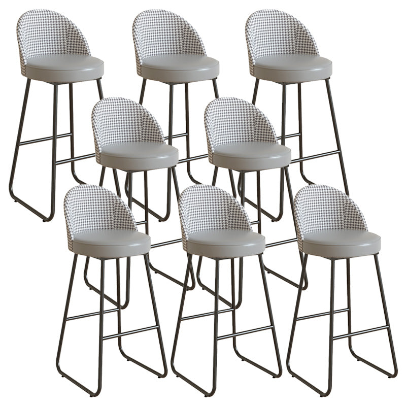 Restaurant Modern Bucket Counter Bar Stool Leather and Metal Counter-height Stool Grey 8 Piece Set Clearhalo 'Bar Furniture' 'Bar Stools' 'bar_stools' 'furn' 'furn_bar_stools' 'Furniture' 'furniture_bar_stools' 'Kitchen & Dining Furniture' 5080530