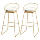 Scandinavian Coffee Shop Counter Stools Footrest Metal Backrest Gold Frame Bar Stool White-Gold 2 Piece Set Bar Stool(30"H) Clearhalo 'Bar Furniture' 'Bar Stools' 'bar_stools' 'furn' 'furn_bar_stools' 'Furniture' 'furniture_bar_stools' 'Kitchen & Dining Furniture' 5080533