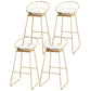 Scandinavian Coffee Shop Counter Stools Footrest Metal Backrest Gold Frame Bar Stool White-Gold 4 Piece Set Bar Stool(30"H) Clearhalo 'Bar Furniture' 'Bar Stools' 'bar_stools' 'furn' 'furn_bar_stools' 'Furniture' 'furniture_bar_stools' 'Kitchen & Dining Furniture' 5080534
