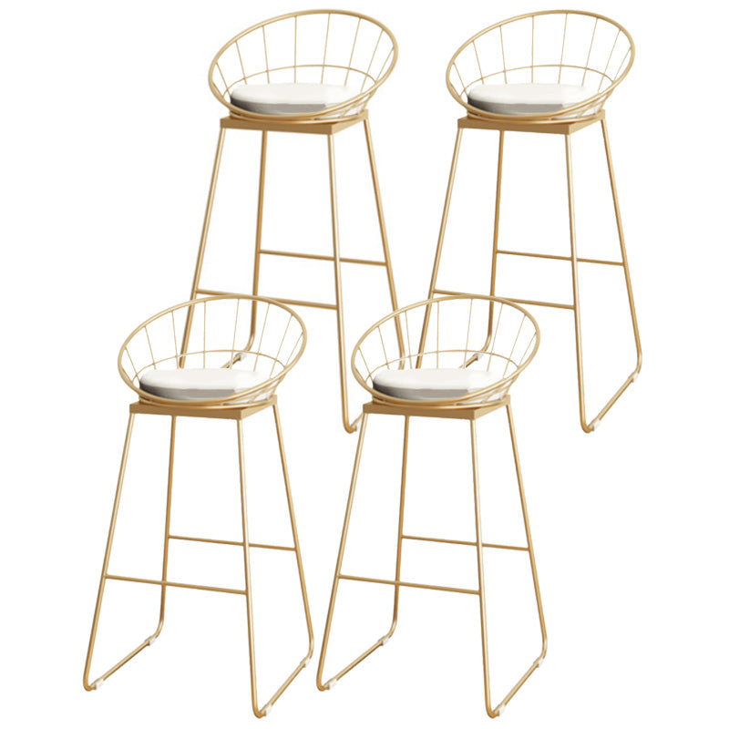 Scandinavian Coffee Shop Counter Stools Footrest Metal Backrest Gold Frame Bar Stool White-Gold 4 Piece Set Bar Stool(30"H) Clearhalo 'Bar Furniture' 'Bar Stools' 'bar_stools' 'furn' 'furn_bar_stools' 'Furniture' 'furniture_bar_stools' 'Kitchen & Dining Furniture' 5080534