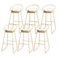 Scandinavian Coffee Shop Counter Stools Footrest Metal Backrest Gold Frame Bar Stool White-Gold 6 Piece Set Bar Stool(30"H) Clearhalo 'Bar Furniture' 'Bar Stools' 'bar_stools' 'furn' 'furn_bar_stools' 'Furniture' 'furniture_bar_stools' 'Kitchen & Dining Furniture' 5080536