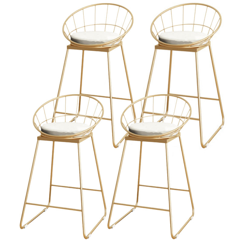Scandinavian Coffee Shop Counter Stools Footrest Metal Backrest Gold Frame Bar Stool White-Gold 4 Piece Set Counter Stool(26"H) Clearhalo 'Bar Furniture' 'Bar Stools' 'bar_stools' 'furn' 'furn_bar_stools' 'Furniture' 'furniture_bar_stools' 'Kitchen & Dining Furniture' 5080543