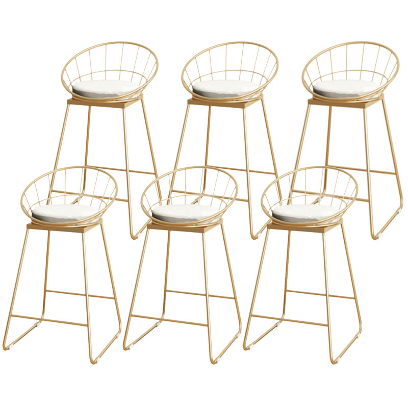 Scandinavian Coffee Shop Counter Stools Footrest Metal Backrest Gold Frame Bar Stool White-Gold 6 Piece Set Counter Stool(26"H) Clearhalo 'Bar Furniture' 'Bar Stools' 'bar_stools' 'furn' 'furn_bar_stools' 'Furniture' 'furniture_bar_stools' 'Kitchen & Dining Furniture' 5080545
