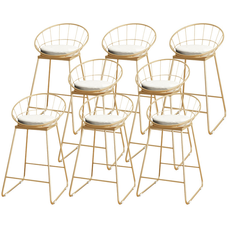 Scandinavian Coffee Shop Counter Stools Footrest Metal Backrest Gold Frame Bar Stool White-Gold 8 Piece Set Counter Stool(26"H) Clearhalo 'Bar Furniture' 'Bar Stools' 'bar_stools' 'furn' 'furn_bar_stools' 'Furniture' 'furniture_bar_stools' 'Kitchen & Dining Furniture' 5080547