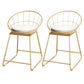 Scandinavian Coffee Shop Counter Stools Footrest Metal Backrest Gold Frame Bar Stool White-Gold 2 Piece Set Short Stool(18"H) Clearhalo 'Bar Furniture' 'Bar Stools' 'bar_stools' 'furn' 'furn_bar_stools' 'Furniture' 'furniture_bar_stools' 'Kitchen & Dining Furniture' 5080548