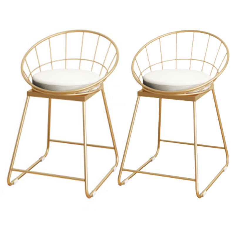 Scandinavian Coffee Shop Counter Stools Footrest Metal Backrest Gold Frame Bar Stool White-Gold 2 Piece Set Short Stool(18"H) Clearhalo 'Bar Furniture' 'Bar Stools' 'bar_stools' 'furn' 'furn_bar_stools' 'Furniture' 'furniture_bar_stools' 'Kitchen & Dining Furniture' 5080548