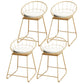 Scandinavian Coffee Shop Counter Stools Footrest Metal Backrest Gold Frame Bar Stool White-Gold 4 Piece Set Short Stool(18"H) Clearhalo 'Bar Furniture' 'Bar Stools' 'bar_stools' 'furn' 'furn_bar_stools' 'Furniture' 'furniture_bar_stools' 'Kitchen & Dining Furniture' 5080550