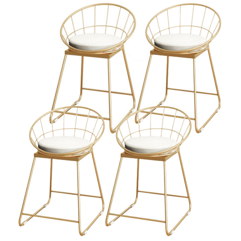 Scandinavian Coffee Shop Counter Stools Footrest Metal Backrest Gold Frame Bar Stool White-Gold 4 Piece Set Short Stool(18"H) Clearhalo 'Bar Furniture' 'Bar Stools' 'bar_stools' 'furn' 'furn_bar_stools' 'Furniture' 'furniture_bar_stools' 'Kitchen & Dining Furniture' 5080550