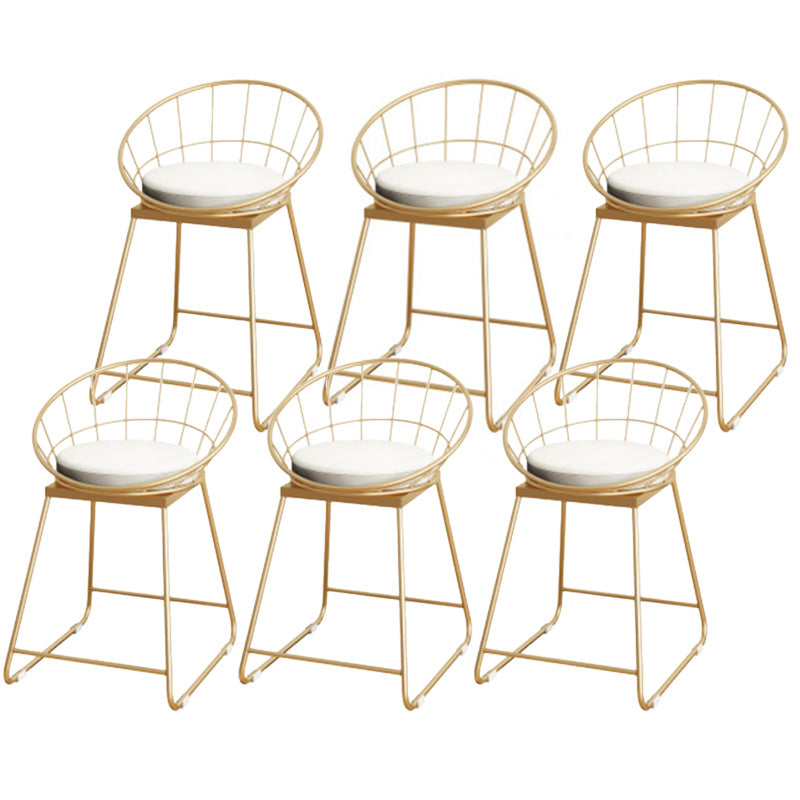 Scandinavian Coffee Shop Counter Stools Footrest Metal Backrest Gold Frame Bar Stool White-Gold 6 Piece Set Short Stool(18"H) Clearhalo 'Bar Furniture' 'Bar Stools' 'bar_stools' 'furn' 'furn_bar_stools' 'Furniture' 'furniture_bar_stools' 'Kitchen & Dining Furniture' 5080552