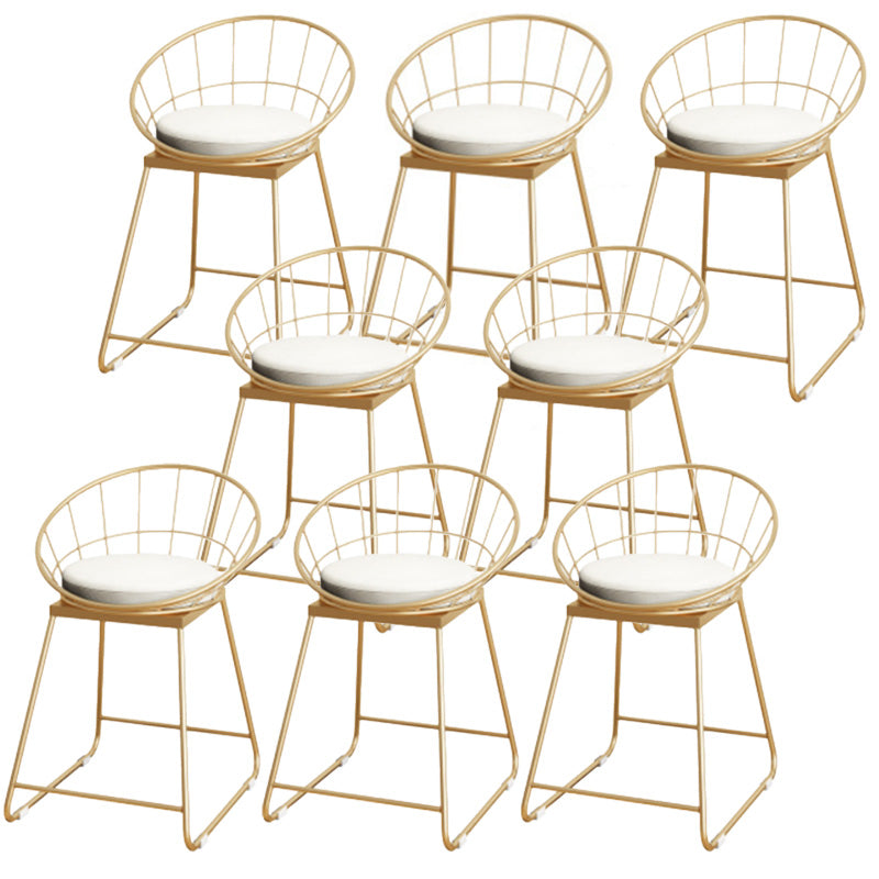 Scandinavian Coffee Shop Counter Stools Footrest Metal Backrest Gold Frame Bar Stool White-Gold 8 Piece Set Short Stool(18"H) Clearhalo 'Bar Furniture' 'Bar Stools' 'bar_stools' 'furn' 'furn_bar_stools' 'Furniture' 'furniture_bar_stools' 'Kitchen & Dining Furniture' 5080554