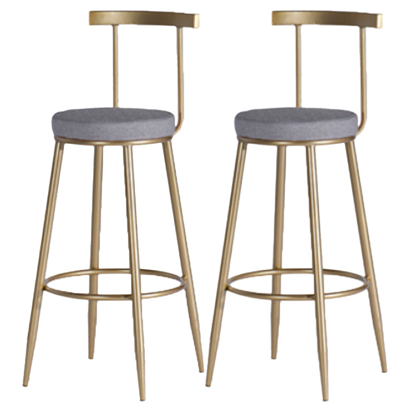Scandinavian Coffee Shop Counter Stools Footrest Metal Backrest Gold Frame Bar Stool Grey 2 Piece Set Bar Stool(30"H) Clearhalo 'Bar Furniture' 'Bar Stools' 'bar_stools' 'furn' 'furn_bar_stools' 'Furniture' 'furniture_bar_stools' 'Kitchen & Dining Furniture' 5080557