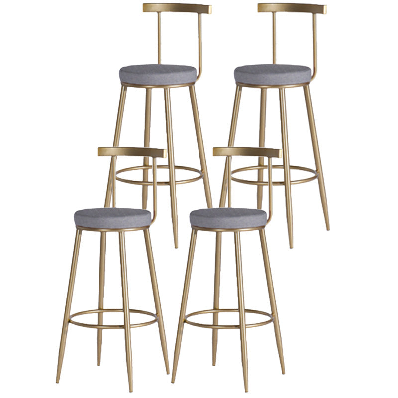Scandinavian Coffee Shop Counter Stools Footrest Metal Backrest Gold Frame Bar Stool Grey 4 Piece Set Bar Stool(30"H) Clearhalo 'Bar Furniture' 'Bar Stools' 'bar_stools' 'furn' 'furn_bar_stools' 'Furniture' 'furniture_bar_stools' 'Kitchen & Dining Furniture' 5080558