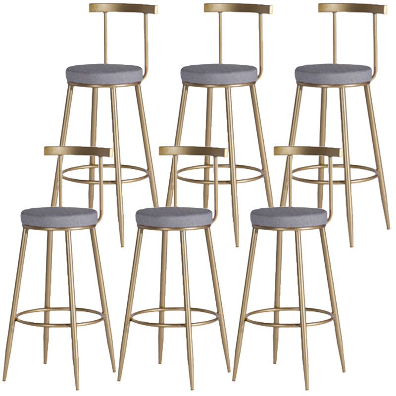 Scandinavian Coffee Shop Counter Stools Footrest Metal Backrest Gold Frame Bar Stool Grey 6 Piece Set Bar Stool(30"H) Clearhalo 'Bar Furniture' 'Bar Stools' 'bar_stools' 'furn' 'furn_bar_stools' 'Furniture' 'furniture_bar_stools' 'Kitchen & Dining Furniture' 5080559