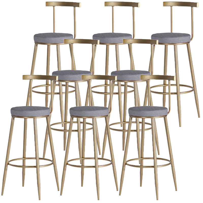 Scandinavian Coffee Shop Counter Stools Footrest Metal Backrest Gold Frame Bar Stool Grey 8 Piece Set Bar Stool(30"H) Clearhalo 'Bar Furniture' 'Bar Stools' 'bar_stools' 'furn' 'furn_bar_stools' 'Furniture' 'furniture_bar_stools' 'Kitchen & Dining Furniture' 5080560