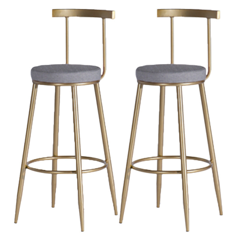 Scandinavian Coffee Shop Counter Stools Footrest Metal Backrest Gold Frame Bar Stool Grey 2 Piece Set Counter Stool(26"H) Clearhalo 'Bar Furniture' 'Bar Stools' 'bar_stools' 'furn' 'furn_bar_stools' 'Furniture' 'furniture_bar_stools' 'Kitchen & Dining Furniture' 5080561