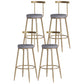 Scandinavian Coffee Shop Counter Stools Footrest Metal Backrest Gold Frame Bar Stool Grey 4 Piece Set Counter Stool(26"H) Clearhalo 'Bar Furniture' 'Bar Stools' 'bar_stools' 'furn' 'furn_bar_stools' 'Furniture' 'furniture_bar_stools' 'Kitchen & Dining Furniture' 5080562
