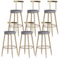 Scandinavian Coffee Shop Counter Stools Footrest Metal Backrest Gold Frame Bar Stool Grey 6 Piece Set Counter Stool(26"H) Clearhalo 'Bar Furniture' 'Bar Stools' 'bar_stools' 'furn' 'furn_bar_stools' 'Furniture' 'furniture_bar_stools' 'Kitchen & Dining Furniture' 5080563