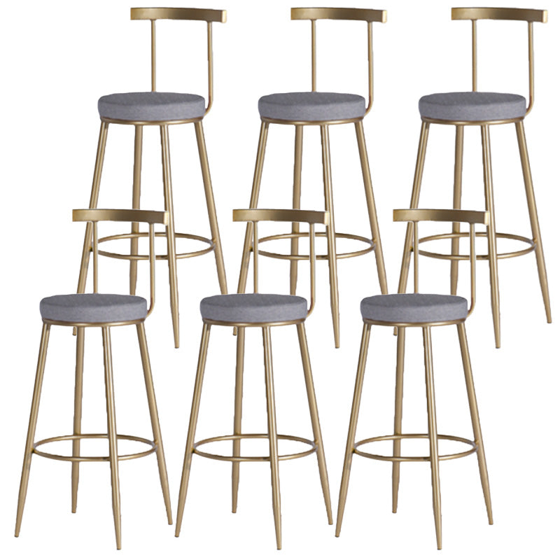 Scandinavian Coffee Shop Counter Stools Footrest Metal Backrest Gold Frame Bar Stool Grey 6 Piece Set Counter Stool(26"H) Clearhalo 'Bar Furniture' 'Bar Stools' 'bar_stools' 'furn' 'furn_bar_stools' 'Furniture' 'furniture_bar_stools' 'Kitchen & Dining Furniture' 5080563