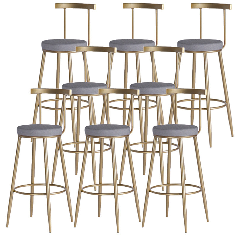 Scandinavian Coffee Shop Counter Stools Footrest Metal Backrest Gold Frame Bar Stool Grey 8 Piece Set Counter Stool(26"H) Clearhalo 'Bar Furniture' 'Bar Stools' 'bar_stools' 'furn' 'furn_bar_stools' 'Furniture' 'furniture_bar_stools' 'Kitchen & Dining Furniture' 5080564