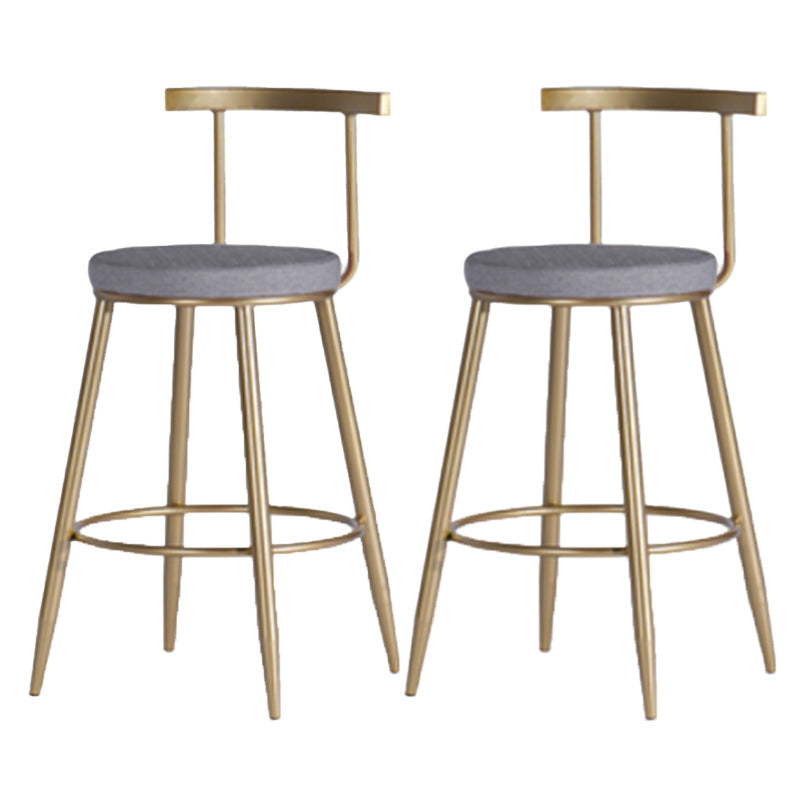 Scandinavian Coffee Shop Counter Stools Footrest Metal Backrest Gold Frame Bar Stool Grey 2 Piece Set Short Stool(18"H) Clearhalo 'Bar Furniture' 'Bar Stools' 'bar_stools' 'furn' 'furn_bar_stools' 'Furniture' 'furniture_bar_stools' 'Kitchen & Dining Furniture' 5080565