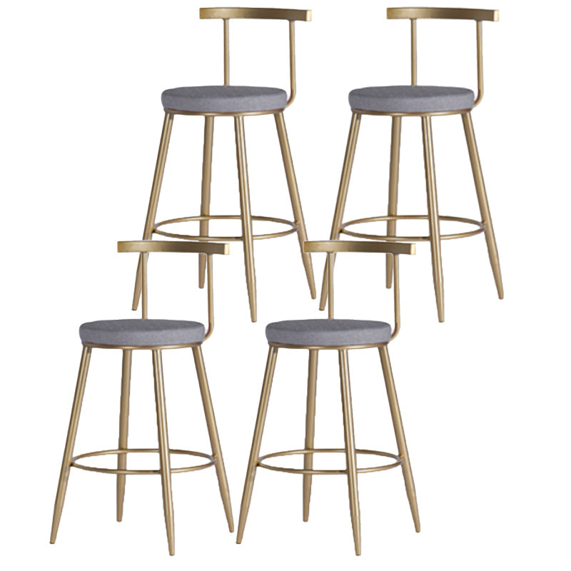 Scandinavian Coffee Shop Counter Stools Footrest Metal Backrest Gold Frame Bar Stool Grey 4 Piece Set Short Stool(18"H) Clearhalo 'Bar Furniture' 'Bar Stools' 'bar_stools' 'furn' 'furn_bar_stools' 'Furniture' 'furniture_bar_stools' 'Kitchen & Dining Furniture' 5080566
