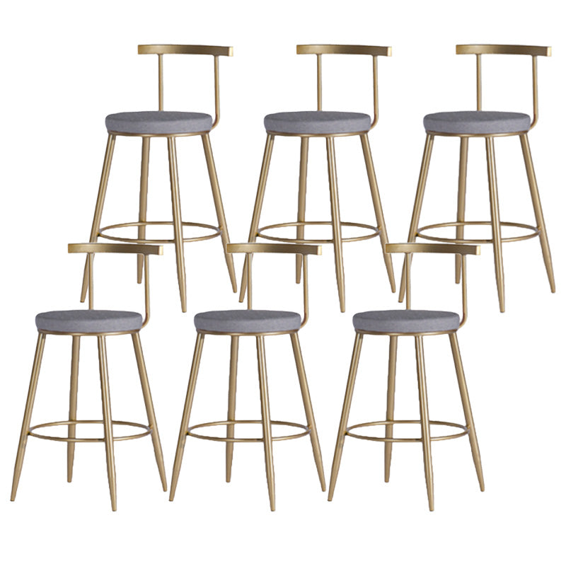 Scandinavian Coffee Shop Counter Stools Footrest Metal Backrest Gold Frame Bar Stool Grey 6 Piece Set Short Stool(18"H) Clearhalo 'Bar Furniture' 'Bar Stools' 'bar_stools' 'furn' 'furn_bar_stools' 'Furniture' 'furniture_bar_stools' 'Kitchen & Dining Furniture' 5080567