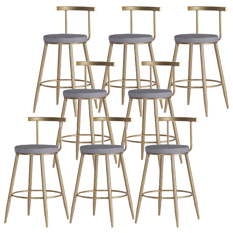 Scandinavian Coffee Shop Counter Stools Footrest Metal Backrest Gold Frame Bar Stool Grey 8 Piece Set Short Stool(18"H) Clearhalo 'Bar Furniture' 'Bar Stools' 'bar_stools' 'furn' 'furn_bar_stools' 'Furniture' 'furniture_bar_stools' 'Kitchen & Dining Furniture' 5080568