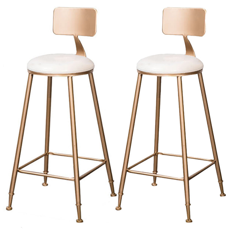 Scandinavian Coffee Shop Counter Stools Footrest Metal Backrest Gold Frame Bar Stool White 2 Piece Set Bar Stool(30"H) Clearhalo 'Bar Furniture' 'Bar Stools' 'bar_stools' 'furn' 'furn_bar_stools' 'Furniture' 'furniture_bar_stools' 'Kitchen & Dining Furniture' 5080569
