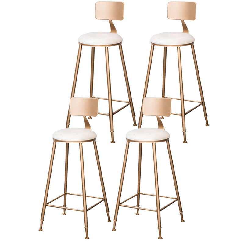 Scandinavian Coffee Shop Counter Stools Footrest Metal Backrest Gold Frame Bar Stool White 4 Piece Set Bar Stool(30"H) Clearhalo 'Bar Furniture' 'Bar Stools' 'bar_stools' 'furn' 'furn_bar_stools' 'Furniture' 'furniture_bar_stools' 'Kitchen & Dining Furniture' 5080570