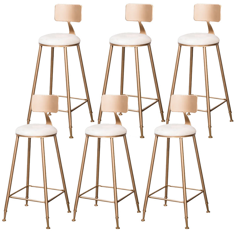 Scandinavian Coffee Shop Counter Stools Footrest Metal Backrest Gold Frame Bar Stool White 6 Piece Set Bar Stool(30"H) Clearhalo 'Bar Furniture' 'Bar Stools' 'bar_stools' 'furn' 'furn_bar_stools' 'Furniture' 'furniture_bar_stools' 'Kitchen & Dining Furniture' 5080571
