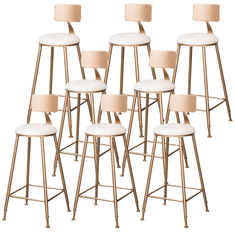 Scandinavian Coffee Shop Counter Stools Footrest Metal Backrest Gold Frame Bar Stool White 8 Piece Set Bar Stool(30"H) Clearhalo 'Bar Furniture' 'Bar Stools' 'bar_stools' 'furn' 'furn_bar_stools' 'Furniture' 'furniture_bar_stools' 'Kitchen & Dining Furniture' 5080572