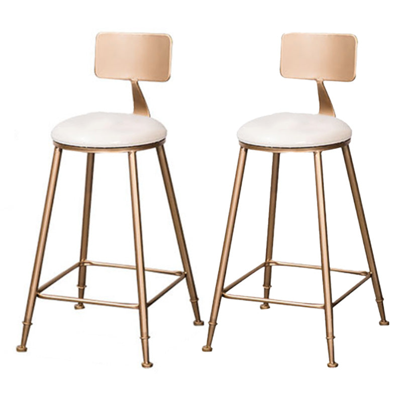 Scandinavian Coffee Shop Counter Stools Footrest Metal Backrest Gold Frame Bar Stool White 2 Piece Set Counter Stool(26"H) Clearhalo 'Bar Furniture' 'Bar Stools' 'bar_stools' 'furn' 'furn_bar_stools' 'Furniture' 'furniture_bar_stools' 'Kitchen & Dining Furniture' 5080573