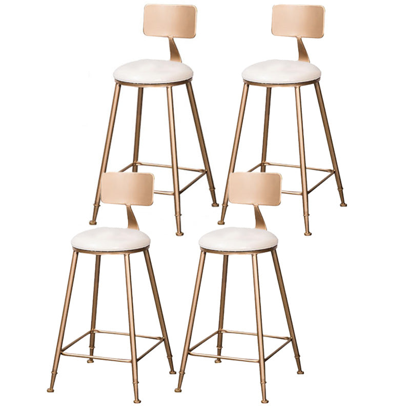 Scandinavian Coffee Shop Counter Stools Footrest Metal Backrest Gold Frame Bar Stool White 4 Piece Set Counter Stool(26"H) Clearhalo 'Bar Furniture' 'Bar Stools' 'bar_stools' 'furn' 'furn_bar_stools' 'Furniture' 'furniture_bar_stools' 'Kitchen & Dining Furniture' 5080574