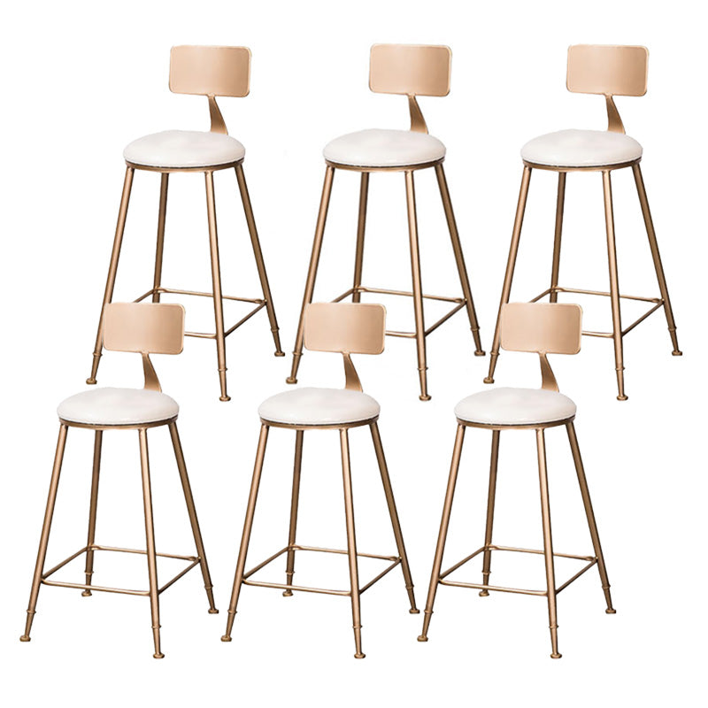 Scandinavian Coffee Shop Counter Stools Footrest Metal Backrest Gold Frame Bar Stool White 6 Piece Set Counter Stool(26"H) Clearhalo 'Bar Furniture' 'Bar Stools' 'bar_stools' 'furn' 'furn_bar_stools' 'Furniture' 'furniture_bar_stools' 'Kitchen & Dining Furniture' 5080575