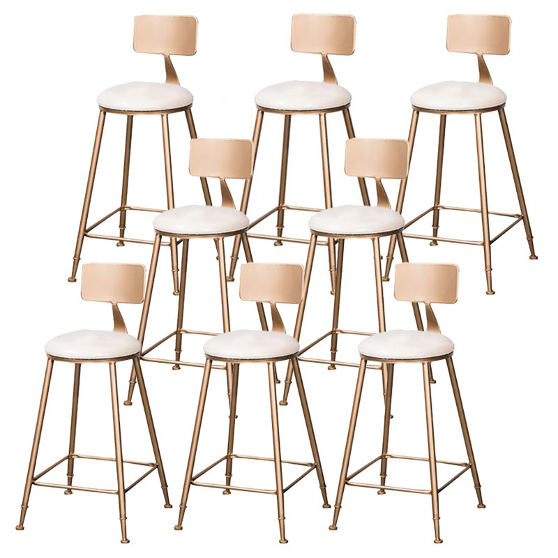 Scandinavian Coffee Shop Counter Stools Footrest Metal Backrest Gold Frame Bar Stool White 8 Piece Set Counter Stool(26"H) Clearhalo 'Bar Furniture' 'Bar Stools' 'bar_stools' 'furn' 'furn_bar_stools' 'Furniture' 'furniture_bar_stools' 'Kitchen & Dining Furniture' 5080576