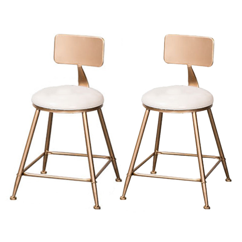 Scandinavian Coffee Shop Counter Stools Footrest Metal Backrest Gold Frame Bar Stool White 2 Piece Set Short Stool(18"H) Clearhalo 'Bar Furniture' 'Bar Stools' 'bar_stools' 'furn' 'furn_bar_stools' 'Furniture' 'furniture_bar_stools' 'Kitchen & Dining Furniture' 5080577