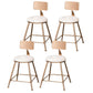 Scandinavian Coffee Shop Counter Stools Footrest Metal Backrest Gold Frame Bar Stool White 4 Piece Set Short Stool(18"H) Clearhalo 'Bar Furniture' 'Bar Stools' 'bar_stools' 'furn' 'furn_bar_stools' 'Furniture' 'furniture_bar_stools' 'Kitchen & Dining Furniture' 5080578