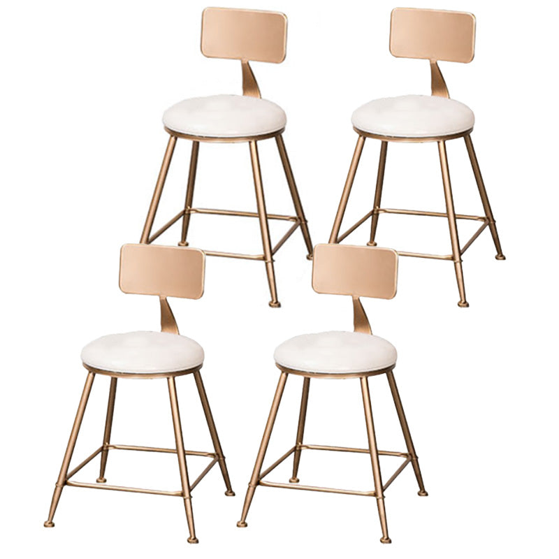Scandinavian Coffee Shop Counter Stools Footrest Metal Backrest Gold Frame Bar Stool White 4 Piece Set Short Stool(18"H) Clearhalo 'Bar Furniture' 'Bar Stools' 'bar_stools' 'furn' 'furn_bar_stools' 'Furniture' 'furniture_bar_stools' 'Kitchen & Dining Furniture' 5080578