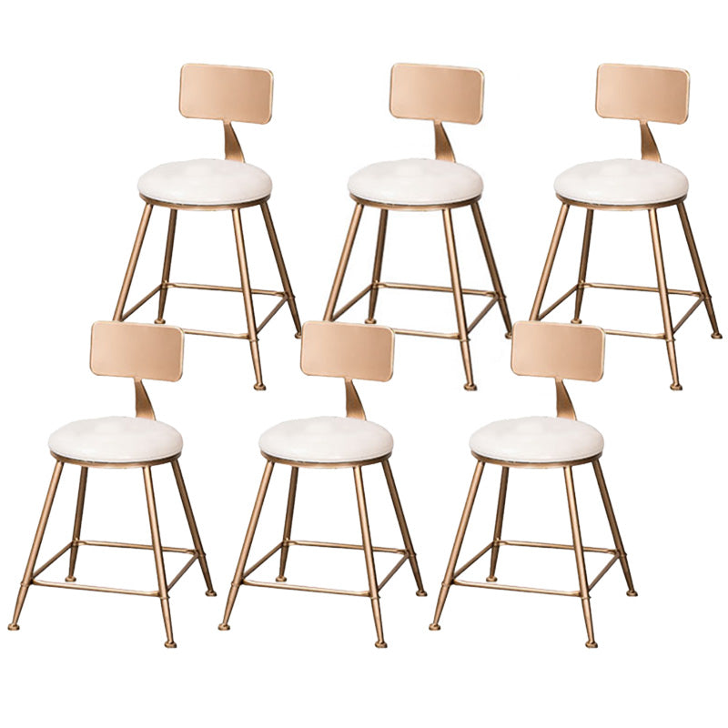 Scandinavian Coffee Shop Counter Stools Footrest Metal Backrest Gold Frame Bar Stool White 6 Piece Set Short Stool(18"H) Clearhalo 'Bar Furniture' 'Bar Stools' 'bar_stools' 'furn' 'furn_bar_stools' 'Furniture' 'furniture_bar_stools' 'Kitchen & Dining Furniture' 5080579