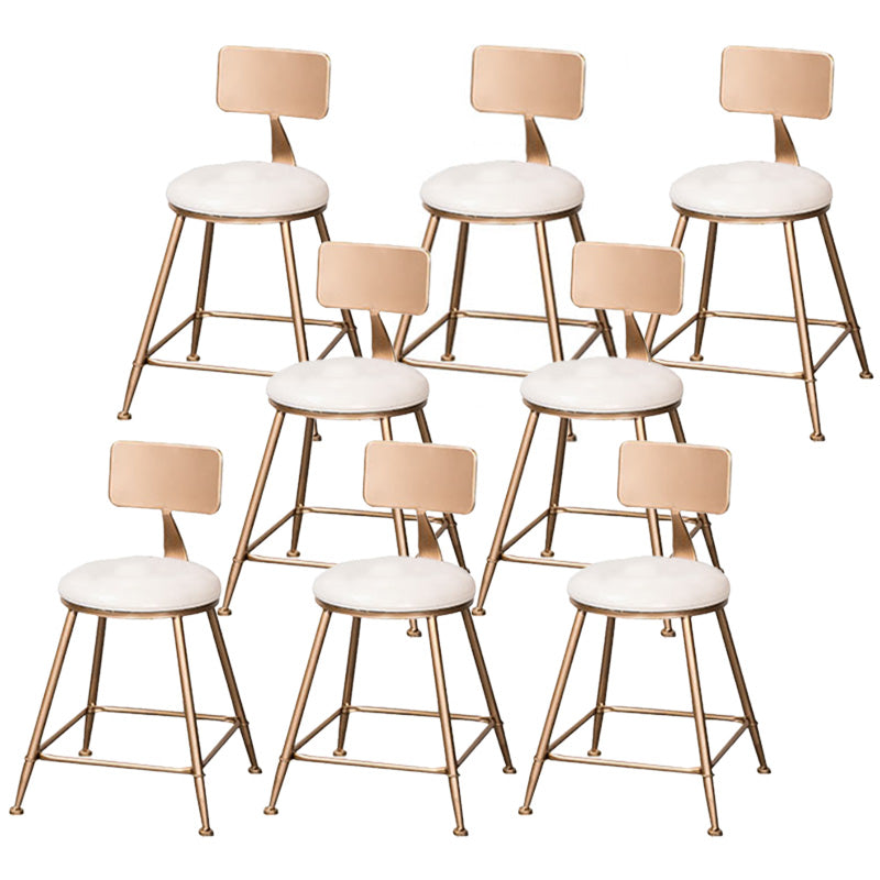 Scandinavian Coffee Shop Counter Stools Footrest Metal Backrest Gold Frame Bar Stool White 8 Piece Set Short Stool(18"H) Clearhalo 'Bar Furniture' 'Bar Stools' 'bar_stools' 'furn' 'furn_bar_stools' 'Furniture' 'furniture_bar_stools' 'Kitchen & Dining Furniture' 5080580