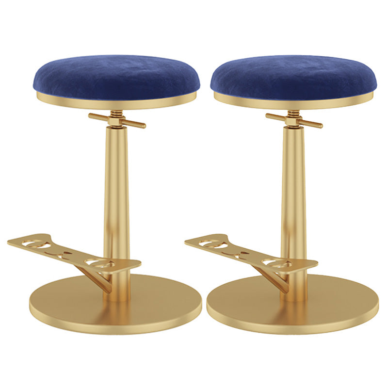Indoor Footrest Counter Chair Adjustable Height Metal Swivel Counter Bar Stool Dark Blue 2 Piece Set Short (16"-23") Clearhalo 'Bar Furniture' 'Bar Stools' 'bar_stools' 'furn' 'furn_bar_stools' 'Furniture' 'furniture_bar_stools' 'Kitchen & Dining Furniture' 5080646