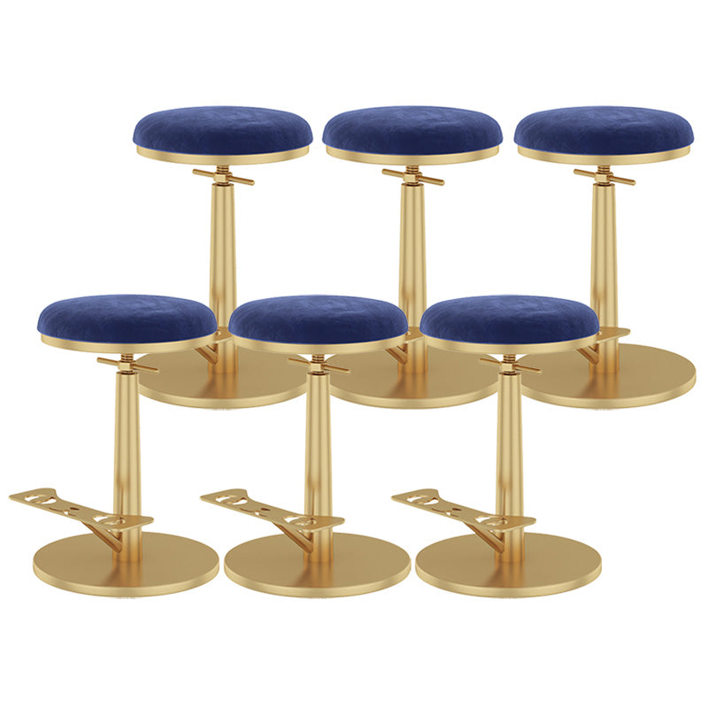 Indoor Footrest Counter Chair Adjustable Height Metal Swivel Counter Bar Stool Dark Blue 6 Piece Set Short (16"-23") Clearhalo 'Bar Furniture' 'Bar Stools' 'bar_stools' 'furn' 'furn_bar_stools' 'Furniture' 'furniture_bar_stools' 'Kitchen & Dining Furniture' 5080649